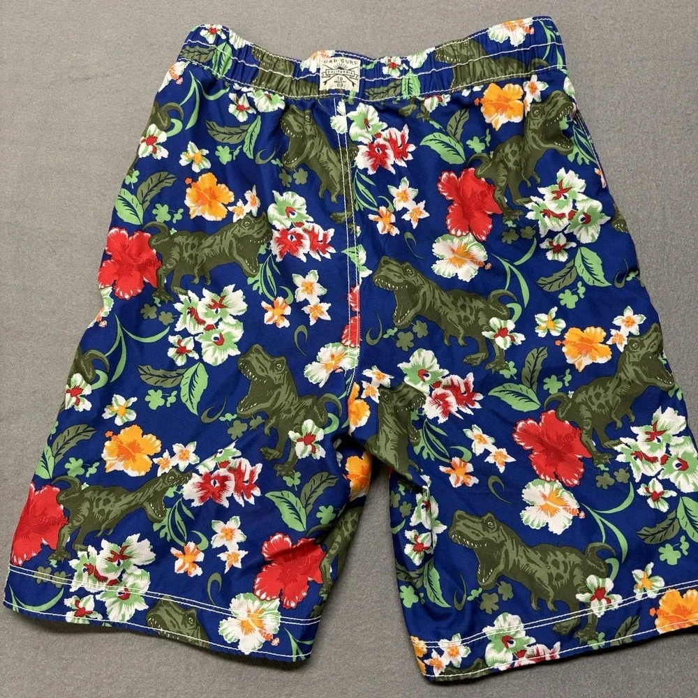 Gap Kids Boys Swim Trunks Dinosaur Floral Blue Size XL 12